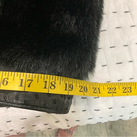 Vintage black faux fur/ostrich leather size 10 - Picture 9 of 12